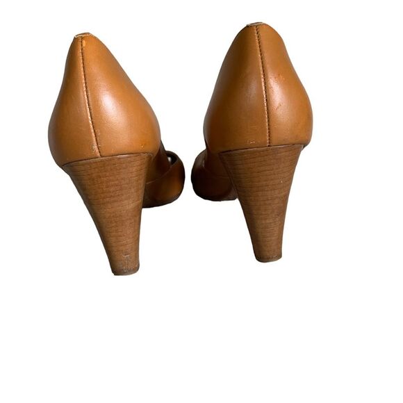 Unisa Tan Leather Criss-Cross Peep Toe High Heel Pumps Size 9.5 - Picture 5 of 9